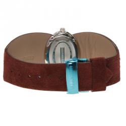 Pre Owned Valentino Red Stainless Steel and Leather Signature Women's Wristwatch 36MM