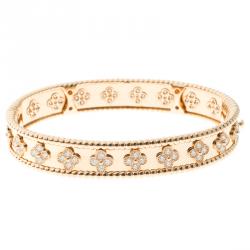 Perlée clovers bracelet, small model 18K rose gold, Diamond - Van Cleef &  Arpels
