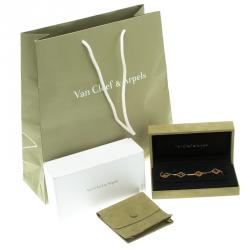 مملوكة مسبقًا Van Cleef & Arpels Vintage Alhambra 5-Motifs Tiger's Eye 18k Yellow Gold Bracelet 16cm