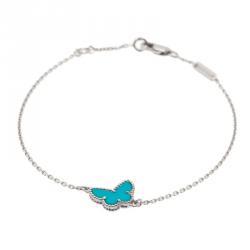 مملوكة مسبقًا Van Cleef & Arpels Sweet Alhambra Butterfly Turquoise White Gold Bracelet