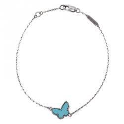 مملوكة مسبقًا Van Cleef & Arpels Sweet Alhambra Butterfly Turquoise White Gold Bracelet