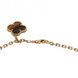 Pre Owned قلادة فان كليف آند اربلزماجيك ألهامبرا لون عين النمر وأحمر عقيق