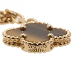 Pre Owned قلادة فان كليف آند اربلزماجيك ألهامبرا لون عين النمر وأحمر عقيق