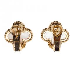 مملوكة مسبقًا Van Cleef & Arpels Vintage Alhambra Mother of Pearl Yellow Gold Clip Earrings