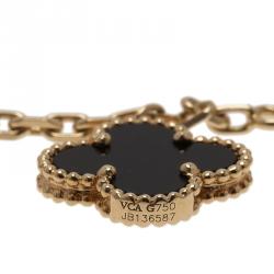Pre Owned Van Cleef & Arpels Magic Alhambra Mother of Pearl and Onyx Yellow Gold Bracelet