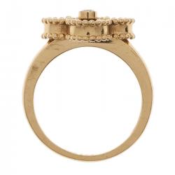 Pre Owned Van Cleef & Arpels Vintage Alhambra Red Carnelian Yellow Gold Ring Size 52