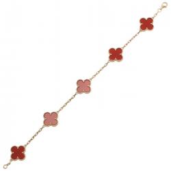 Pre Owned أسورة فان كليف آند اربلز فينتدج ألهامبرا 5 عقيق أحمر ذهب أصفر