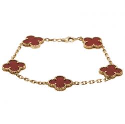 Pre Owned أسورة فان كليف آند اربلز فينتدج ألهامبرا 5 عقيق أحمر ذهب أصفر