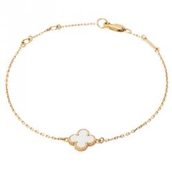 Pre Owned أسورة فان كليف آند اربلز سويت ألهامبرا عرق اللؤلؤ ذهب أصفر