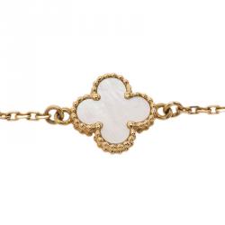 Pre Owned أسورة فان كليف آند اربلز سويت ألهامبرا عرق اللؤلؤ ذهب أصفر