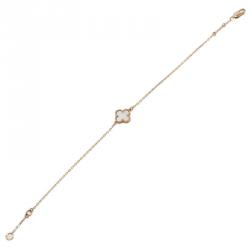 Pre Owned سوار فان كليف آند اربلز سويت ألهامبرا عرق لؤلؤ ذهب أصفر