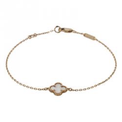 Pre Owned سوار فان كليف آند اربلز سويت ألهامبرا عرق لؤلؤ ذهب أصفر