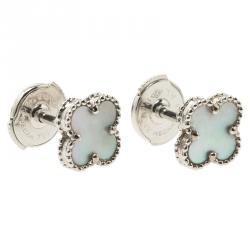 Pre Owned أقراط فان كليف آند اربلز سويت ألهامبرا صدف ذهب أبيض