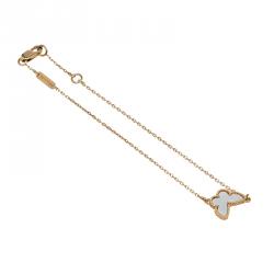 Pre Owned Van Cleef and Arpels Sweet Al Hambra Butterfly Mother of Pearl Yellow Gold Bracelet