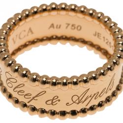 مملوكة مسبقًا Van Cleef & Arpels Perlee Signature Rose Gold Ring Size 51
