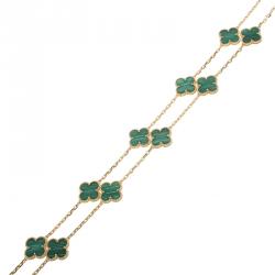 مملوكة مسبقًا عقد طويل فان كليف آند اربلز فينتدج آلهامبرا 20 مالاشيت ذهب أصفر 