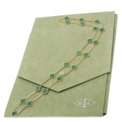 مملوكة مسبقًا عقد طويل فان كليف آند اربلز فينتدج آلهامبرا 20 مالاشيت ذهب أصفر 