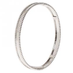 Pre Owned Van Cleef & Arpels Perlee Signature White Gold Bangle Bracelet Size 18