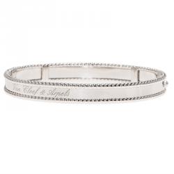 Pre Owned Van Cleef & Arpels Perlee Signature White Gold Bangle Bracelet Size 18