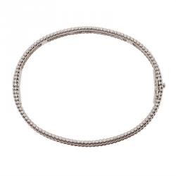 Pre Owned Van Cleef & Arpels Perlee Signature White Gold Bangle Bracelet Size 18