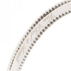 Pre Owned Van Cleef & Arpels Perlee Signature White Gold Bangle Bracelet Size 18