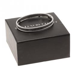 Pre Owned Van Cleef & Arpels Perlee Signature White Gold Bangle Bracelet Size 18