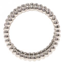 Pre Owned Van Cleef & Arpels Perlee Signature White Gold Band Ring Size 50