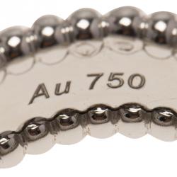 Pre Owned Van Cleef & Arpels Perlee Signature White Gold Band Ring Size 50