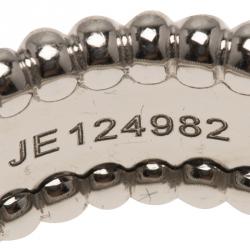 Pre Owned Van Cleef & Arpels Perlee Signature White Gold Band Ring Size 50