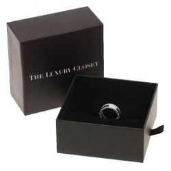 Pre Owned Van Cleef & Arpels Perlee Signature White Gold Band Ring Size 50