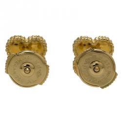 Pre Owned Van Cleef & Arpels Sweet Alhambra Mother of Pearl Yellow Gold Stud Earrings