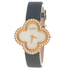 Van Cleef and Arpels Mother of Pearl 18K Yellow Gold Alhambra Talisman Women's Wristwatch 30 mm