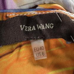 Vera Wang Multicolor Printed Silk Sleeveless Cowl Neck Gown M
