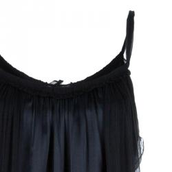 Pre Owned Vera Wang Black Sleeveless Belted Maxi Dress L