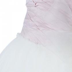 White by Vera Wang Pink White Pleated Bustier Draped Tulle Wedding Gown S