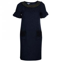 Vera Wang Grey Embellished Neck Dress M