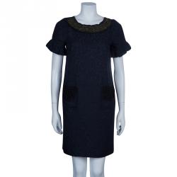 Vera Wang Grey Embellished Neck Dress M