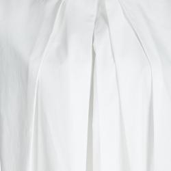 Pre Owned Vera Wang White Cotton Quilling Embroidery Detail Oversized Blouse XS