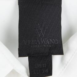 Pre Owned Vera Wang White Cotton Quilling Embroidery Detail Oversized Blouse XS