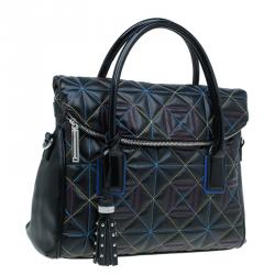 Pre Owned Versace Jeans Black Leather Trapuntata Satchel