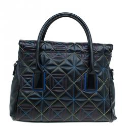 Pre Owned Versace Jeans Black Leather Trapuntata Satchel