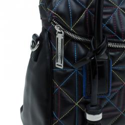 Pre Owned Versace Jeans Black Leather Trapuntata Satchel