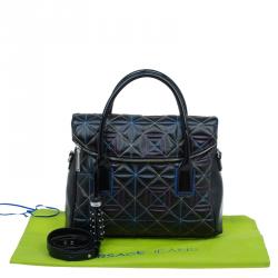 Pre Owned Versace Jeans Black Leather Trapuntata Satchel