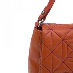 Pre Owned Versace Jeans Orange Leather Tassel Trapuntata Shoulder Bag