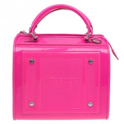 Versace Jeans Pink Patent Leather Medium Box Top Handle Bag