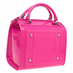 Versace Jeans Pink Patent Leather Medium Box Top Handle Bag