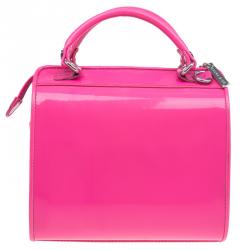 Versace Jeans Pink Patent Leather Medium Box Top Handle Bag