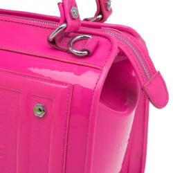 Versace Jeans Pink Patent Leather Medium Box Top Handle Bag