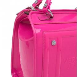 Versace Jeans Pink Patent Leather Medium Box Top Handle Bag
