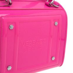 Versace Jeans Pink Patent Leather Medium Box Top Handle Bag